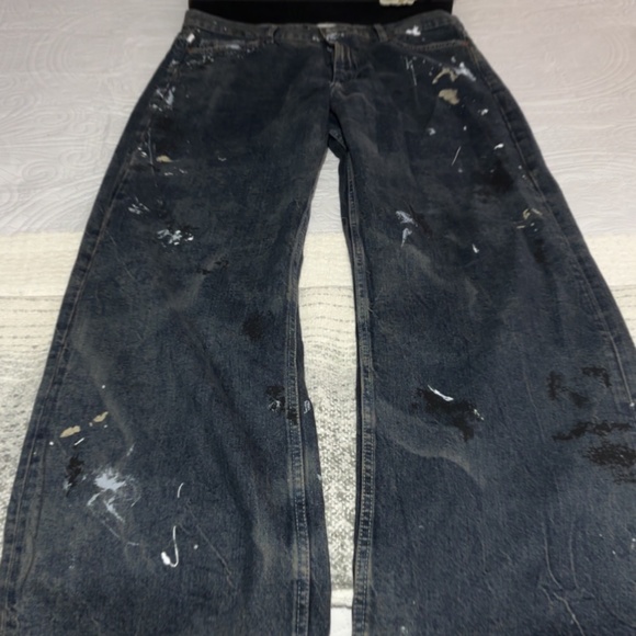 Zara TRF Paint Splatter Mid Rise Wide Leg Baggy Jeans - Picture 5 of 13